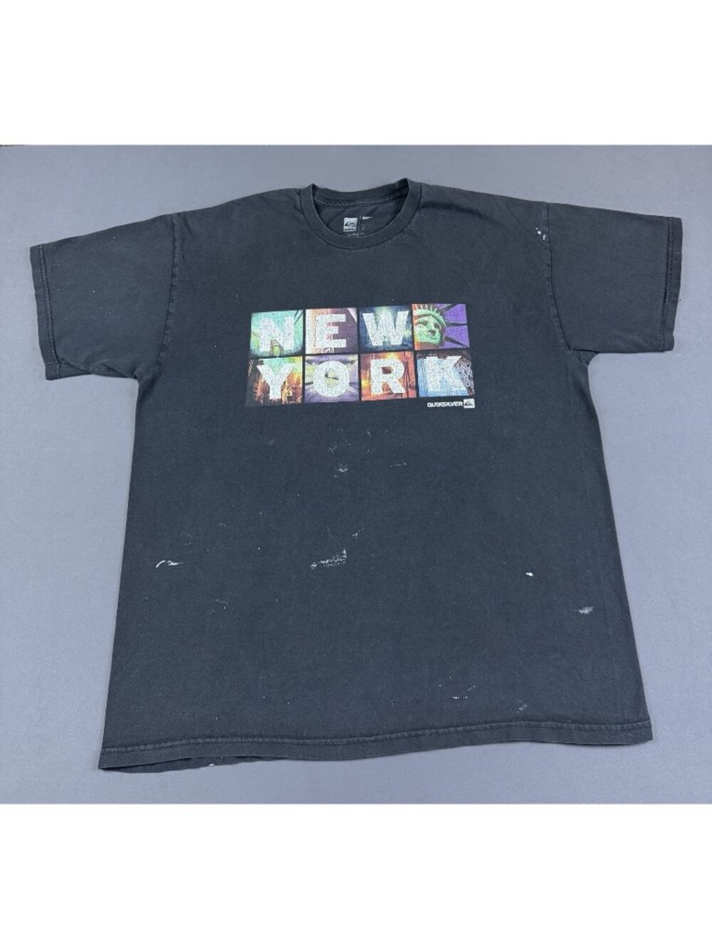 Rare Vintage Y2K Quiksilver New York Surf Skate Sun Fade Black XL Beach Punk Art